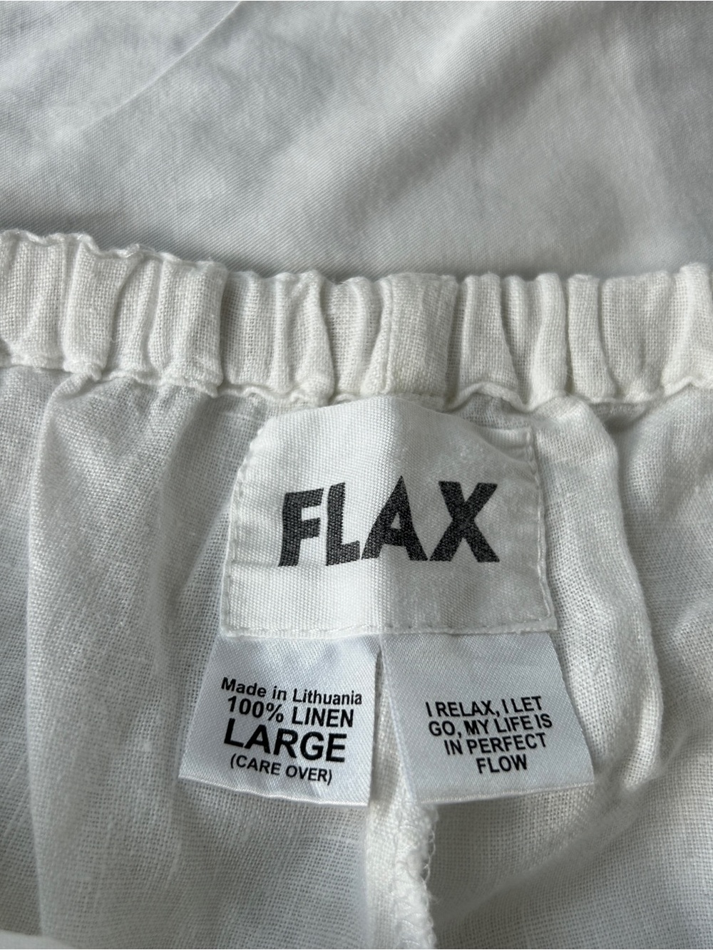 FLAX 100% white linen trousers wide leg cropped women’s size L - Picture 2 of 9